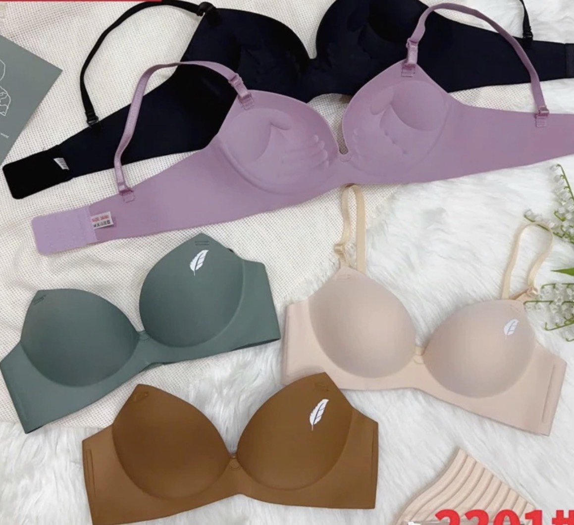 Áo ngực nữ, Áo lót su đúc hình lá có may chống rách không gọng đệm 3cm mềm mại giặt máy ok