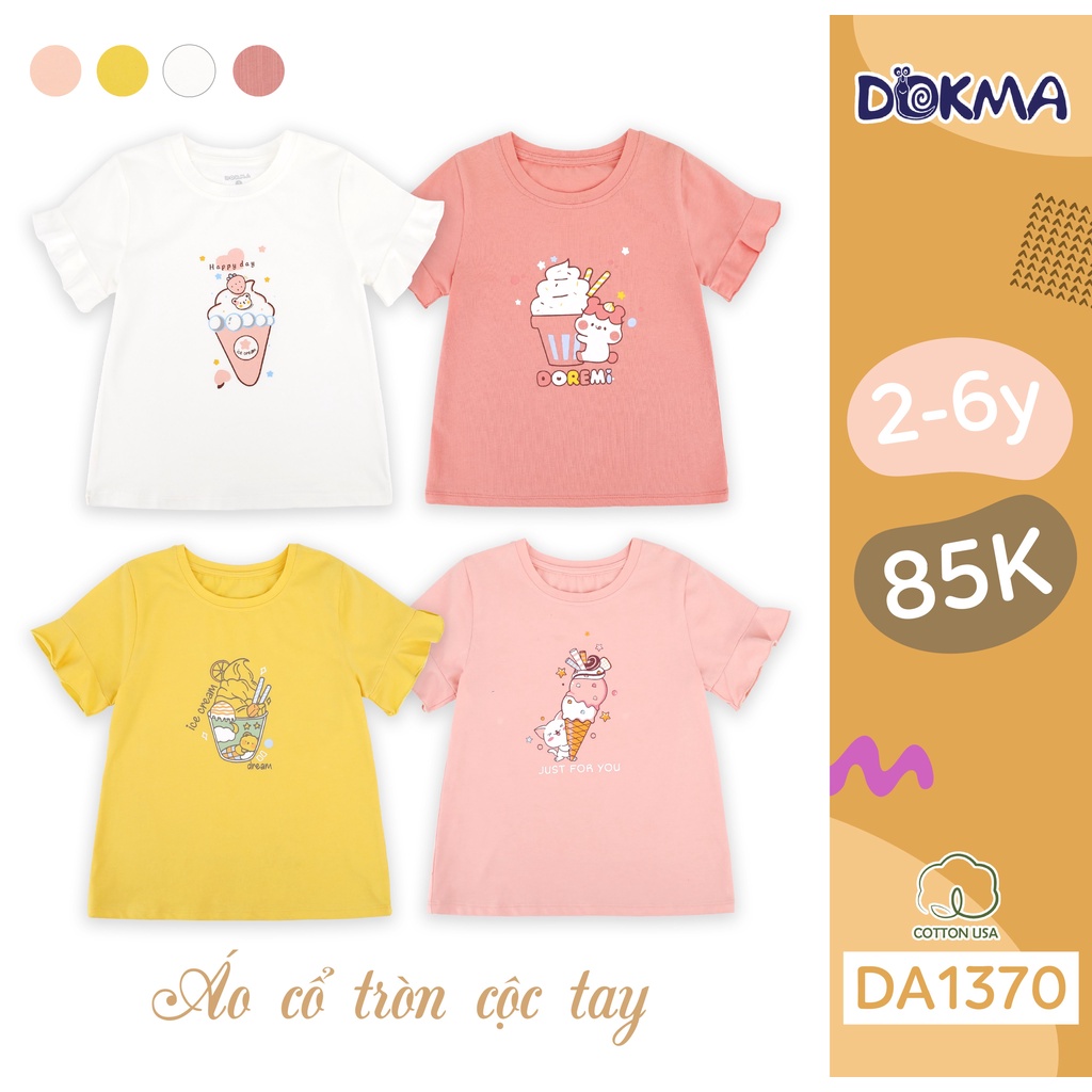2-6y Áo cộc tay bèo bé gái Dokma DA1370