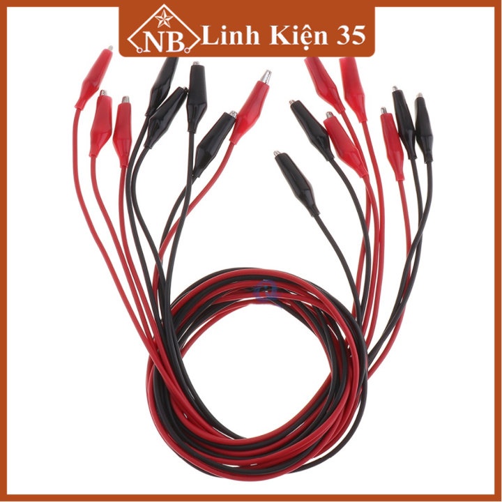 Dây nối kẹp cá sấu dài 1m (đầu kẹp từ sắt mạ chống han rỉ)