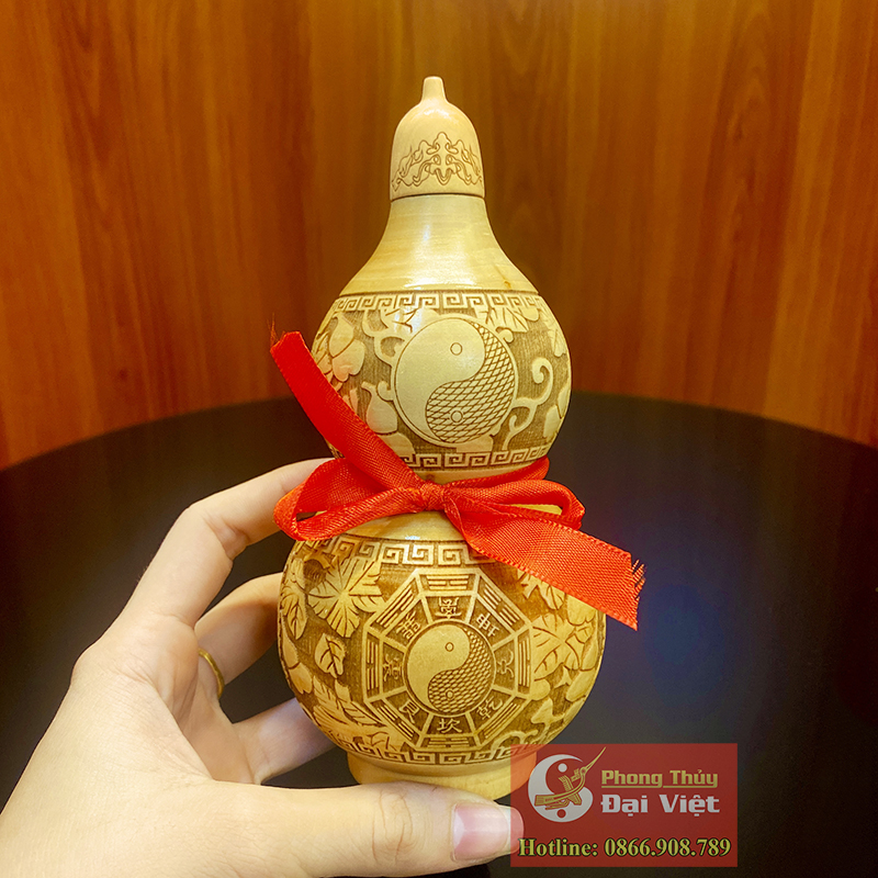 Hồ lô Phong Thuỷ- Hồ lô Gỗ Đào Bát Quái