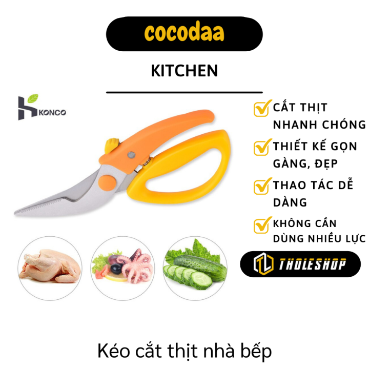 Kéo cắt gà và thịt đa năng - Kéo cắt Kitchen đa năng - Kéo nhà bếp cho thịt, cá, hải sản, BBQ - Kéo trợ lực siêu khỏe