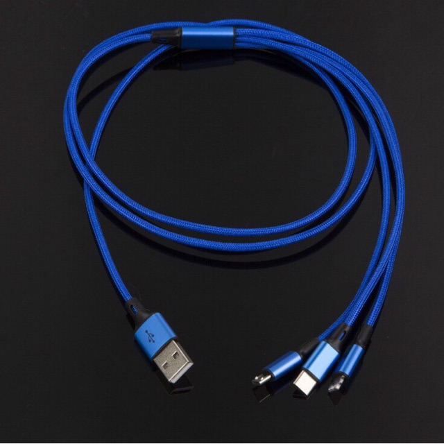 Cáp sạc điện thoại đa năng 3 đầu TYPE C-LIGHTNING-MICRO USB