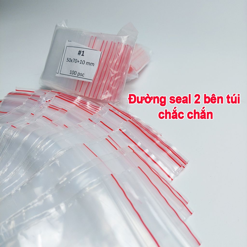 100 Túi Zipper Bấm Miệng - size 14 x 20 cm