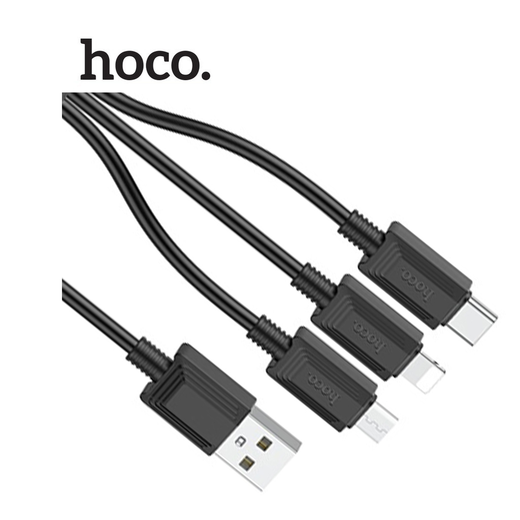 Cáp sạc Hoco X74 3IN1 Micro+Type-C+Lightning hổ trợ sạc 2.0A dài 1M ( Đen )