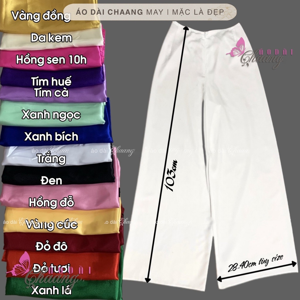 Quần mặc áo dài cách tân nữ truyền thống CHAANG may sẵn quần lụa Mỹ khóa thun dễ mặc QAD03