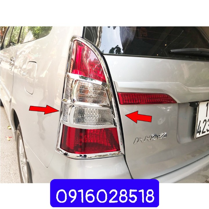 Bộ 2 ốp đèn hậu xe innova 2012 2013 2014 2015 2016 mạ crom op den pha hau truoc sau xi ma