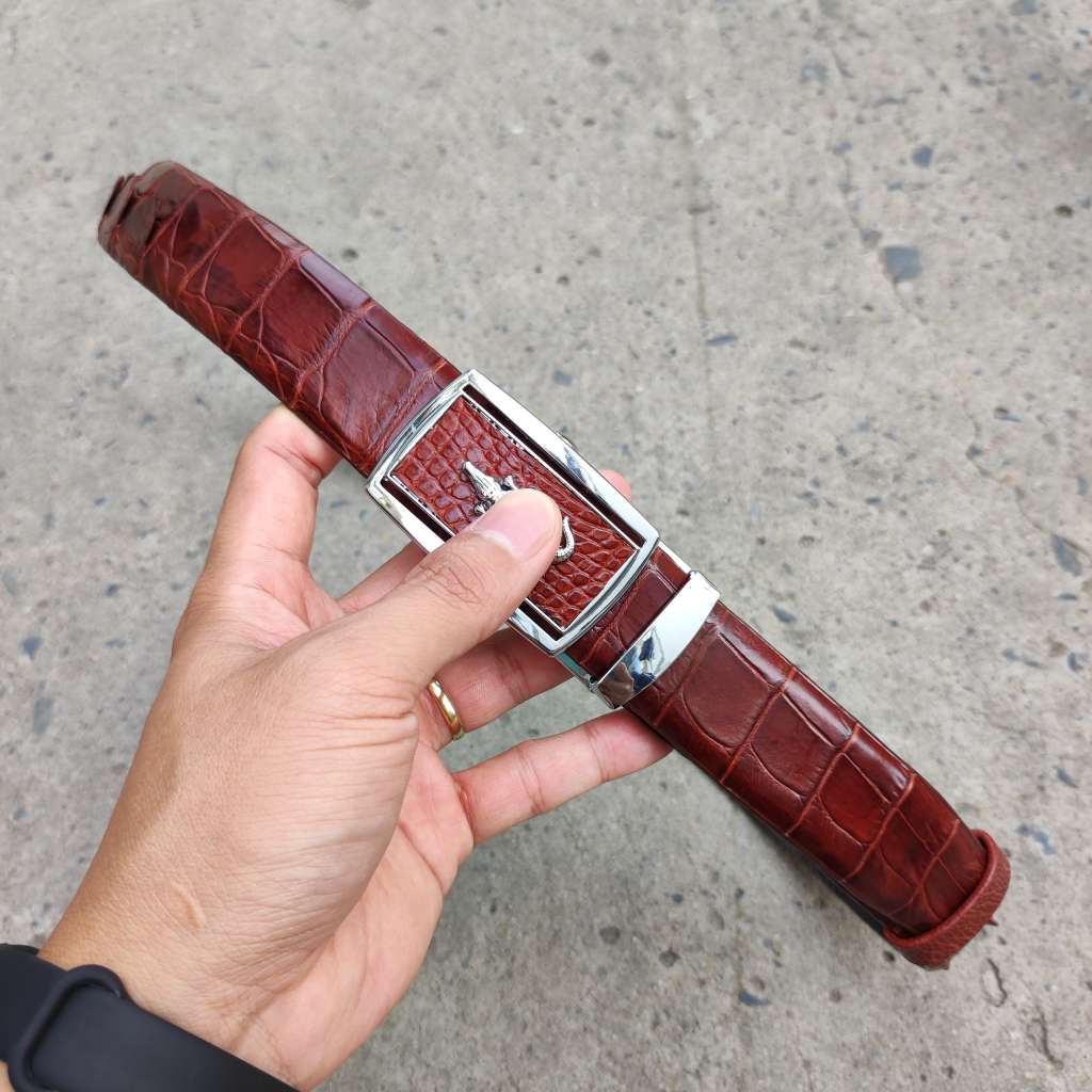[FREE SHIP] Thắt lưng da cá sấu liền nguyên con. [BẢN RỘNG 3.5cm CÓ GAI RẤT ĐẸP]