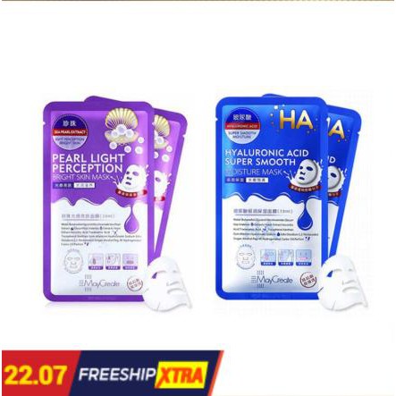 (Lẻ Miếng) Mặt nạ HA dưỡng ẩm chăm sóc da Maycreate 2 màu xanh/tím