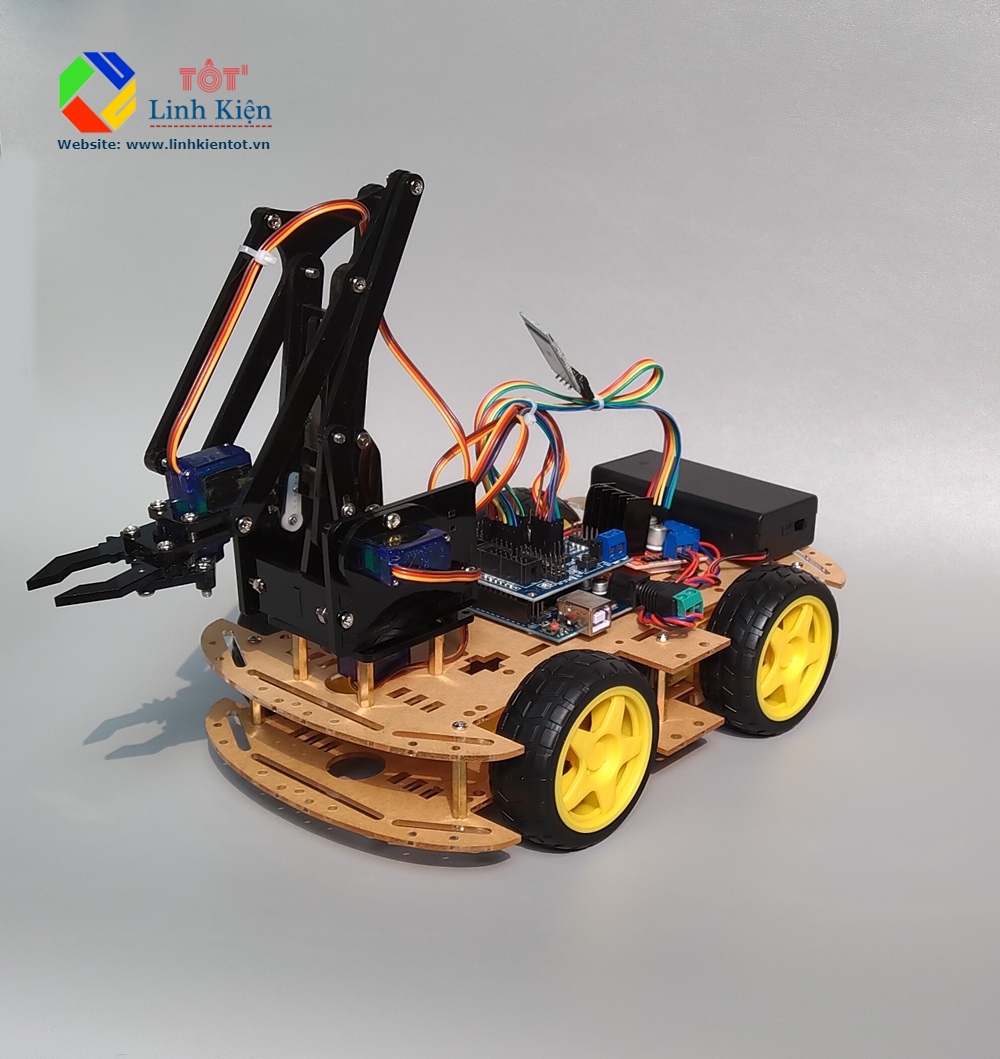 [KÈM CODE] Bộ Xe Arduino Car Arm 4 bậc Robot Điều Khiển PS2