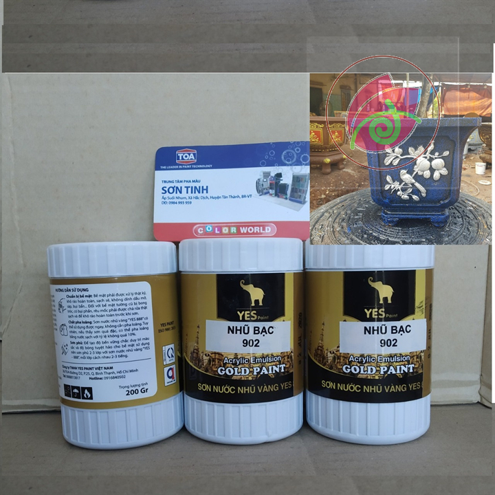 Sơn chậu nhũ bạc hoặc nhũ bạc ngọc trai YES Paint hệ nước 200g