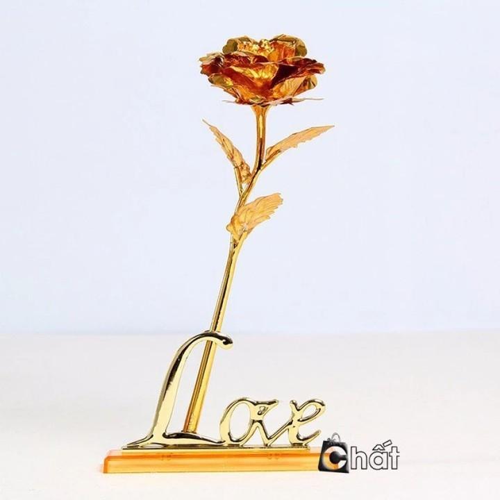 Quà Valentine - Đóa hoa hồng 3D kèm đế Love
