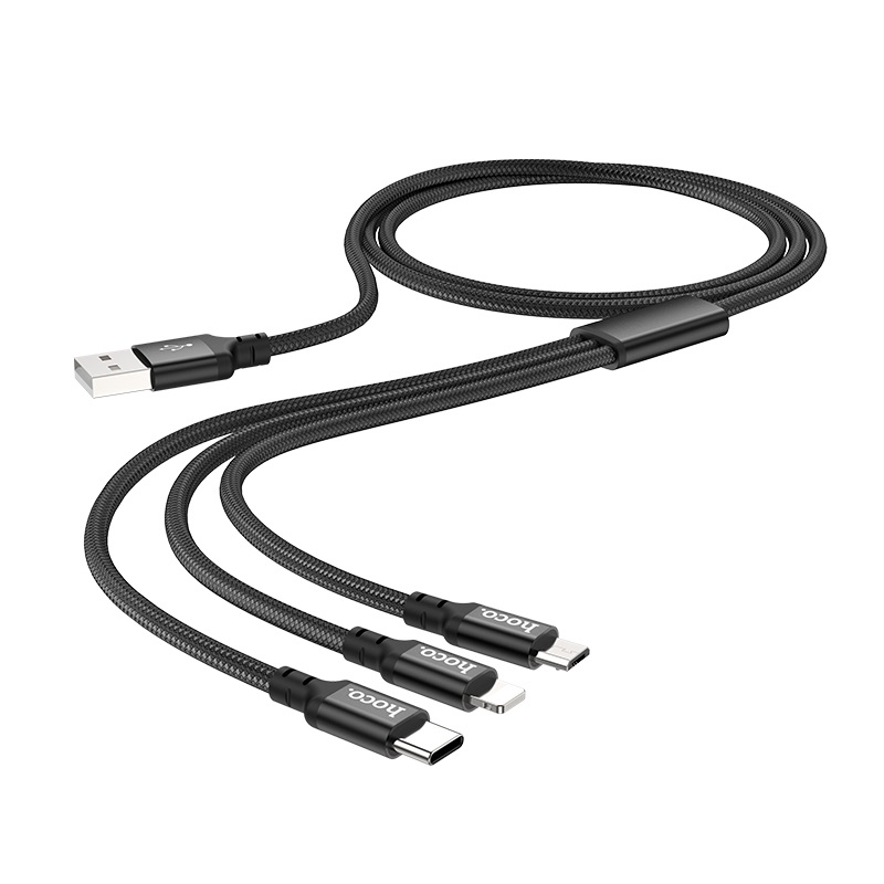 Cáp sạc 3 in 1 Hoco X14 (Micro USB, Lightning, Type-C)