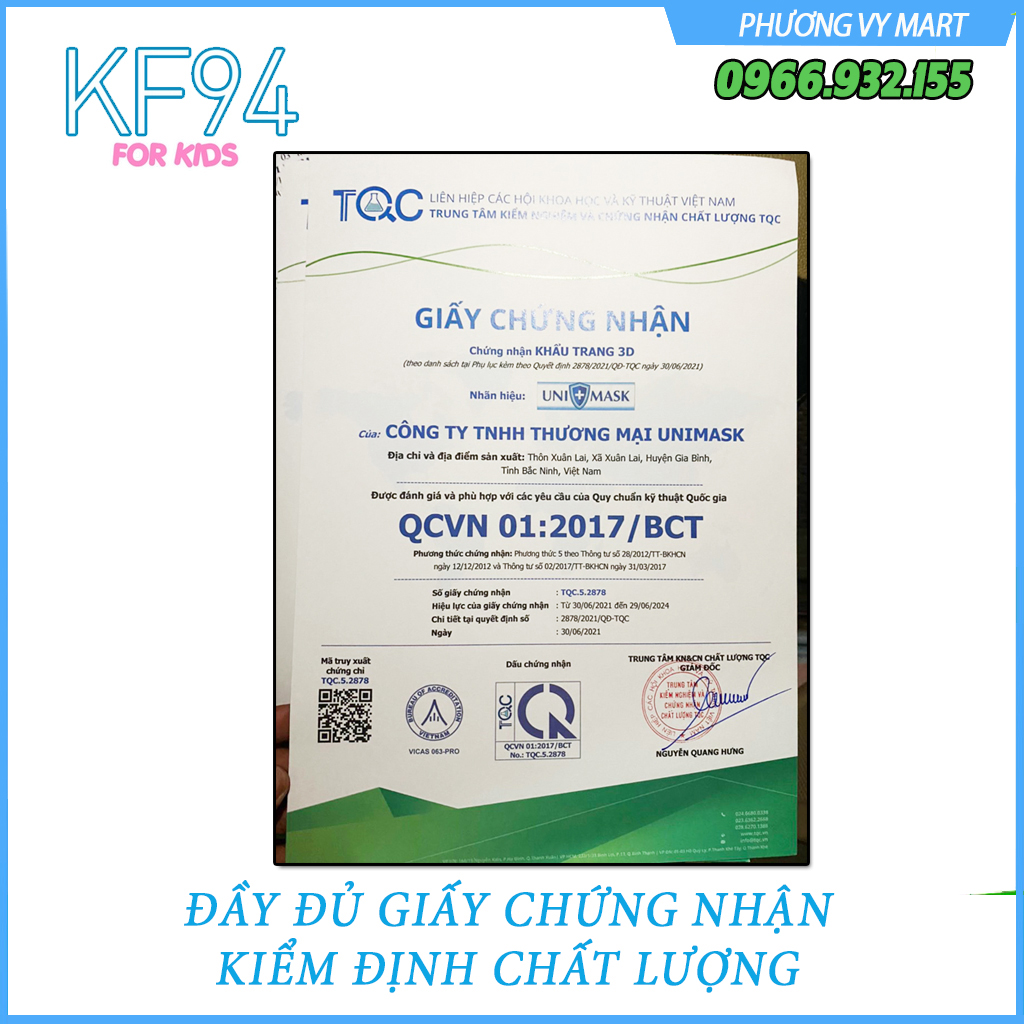 10 chiếc khẩu trang trẻ em 4 lớp KF94 UNI MASK