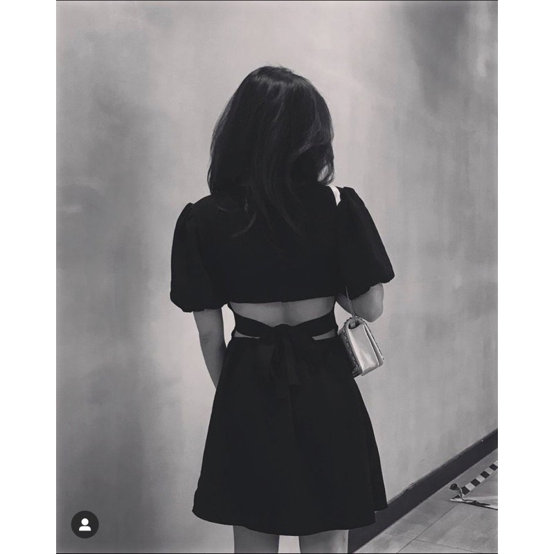 Váy hở lưng cột nơ - váy đen ngắn - SENORITA DRESS, SOLID