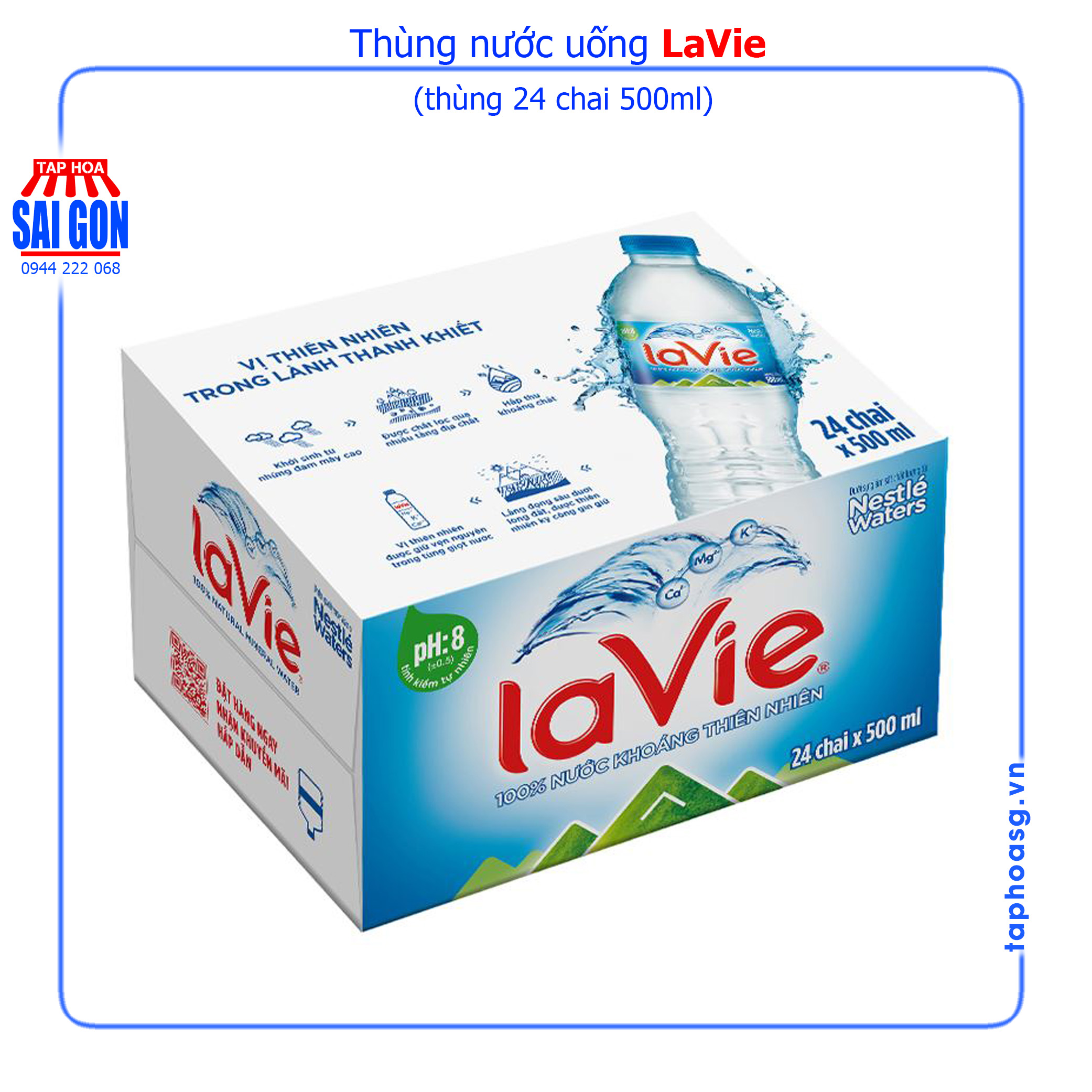 Thùng nước uống Lavie 24 chai 500ml cung cấp nguồn nước đảm bảo cho các