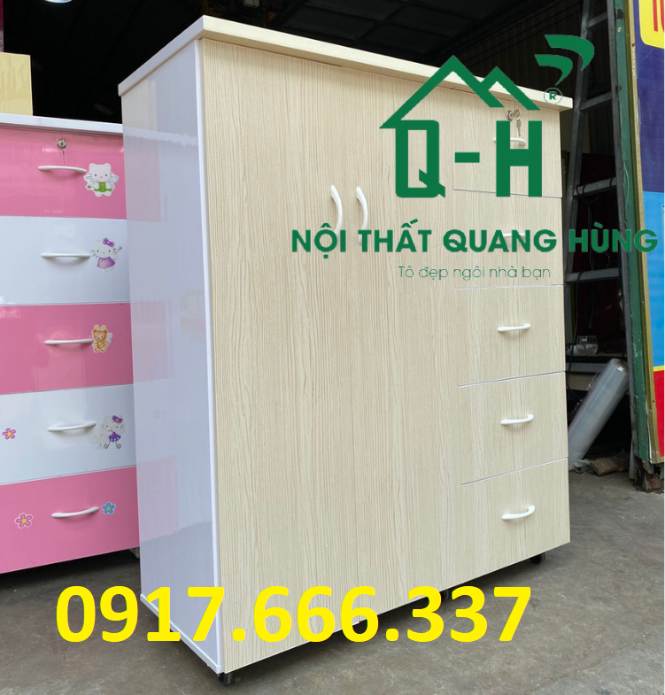 Tủ quần áo nhựa đài loan 2 cánh 5 hộc kéo 1m25x1m06x42cm