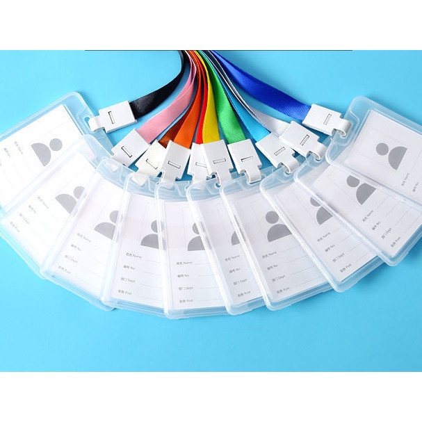Dây đeo thẻ - thẻ đeo bảng tên học sinh sinh viên nhân viên văn phòng, bao thẻ nhựa dẻo chống nước kèm dây lụa 1, 5 cm
