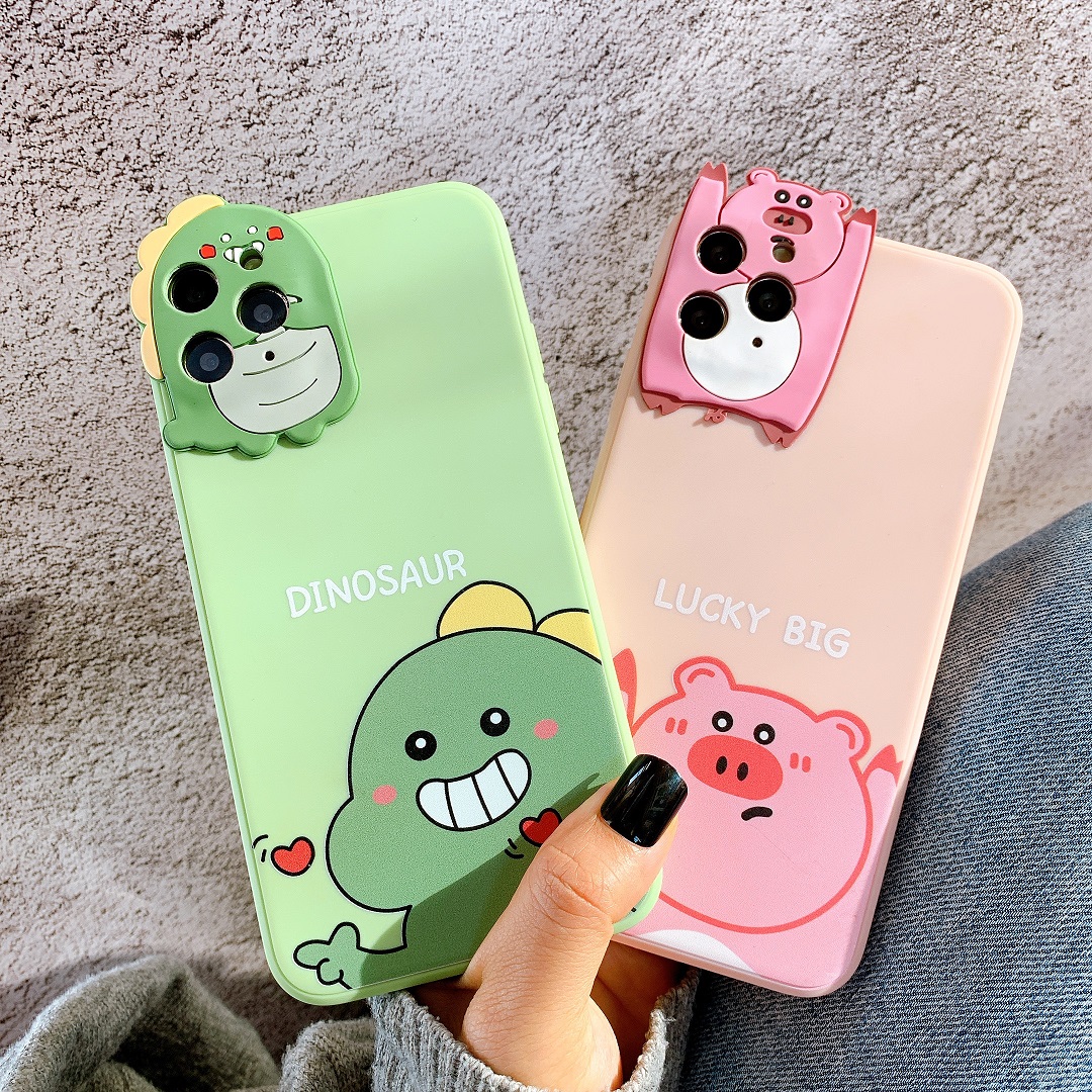 Ốp Lưng Silicon Bảo Vệ CAMERA Dino x Pig