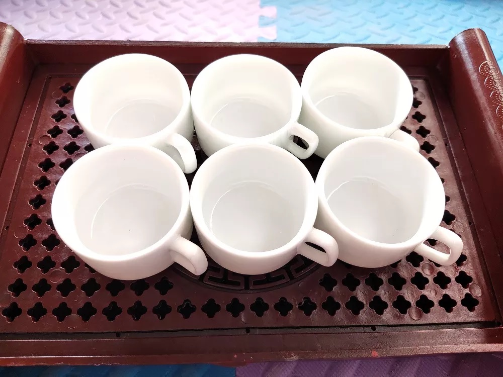Bộ 6 chén/tách sứ siêu trắng dáng vuông Bát Tràng