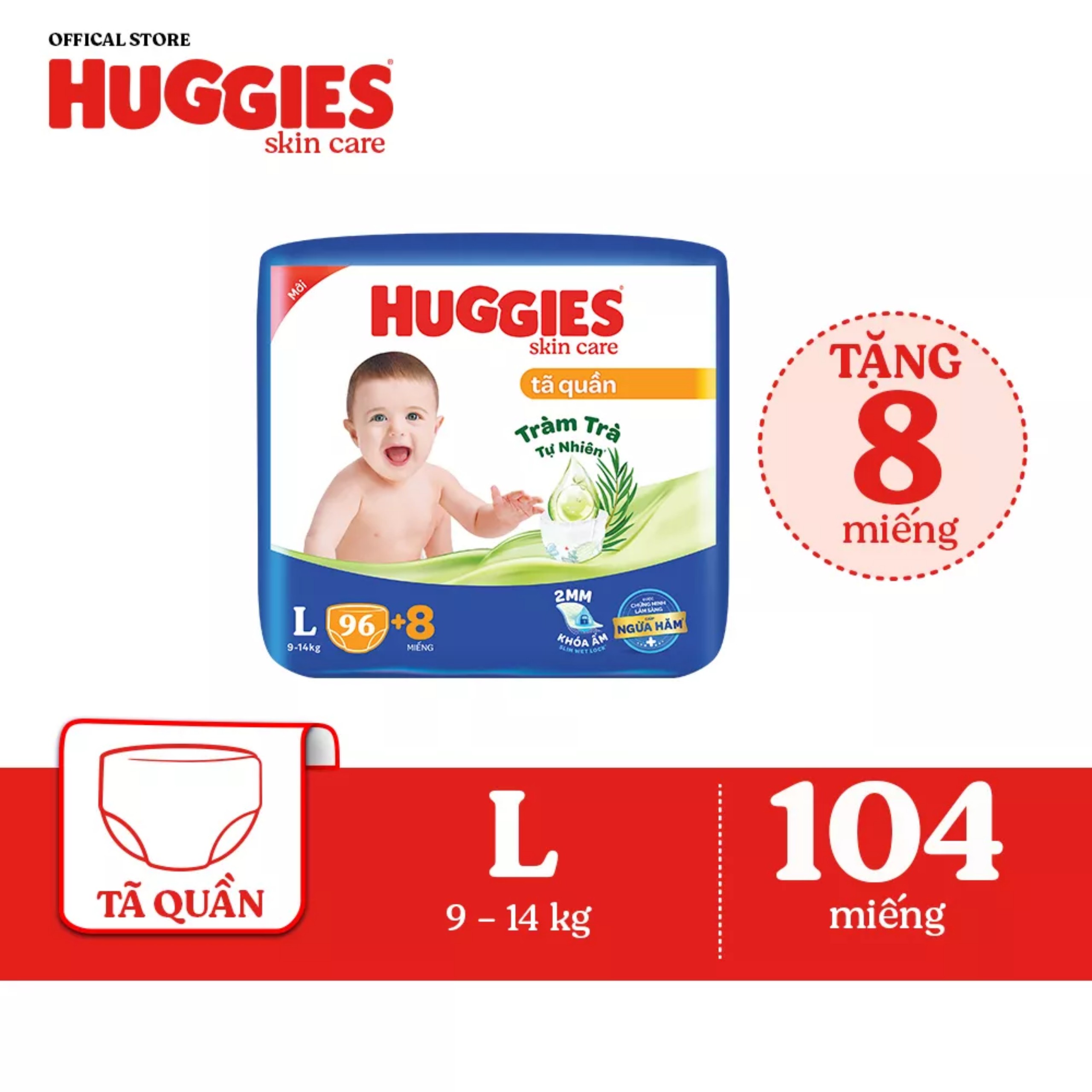 Tã quần Huggies Skincare Mega Jumbo M106/L96+8/XL84+4/XXL76+4