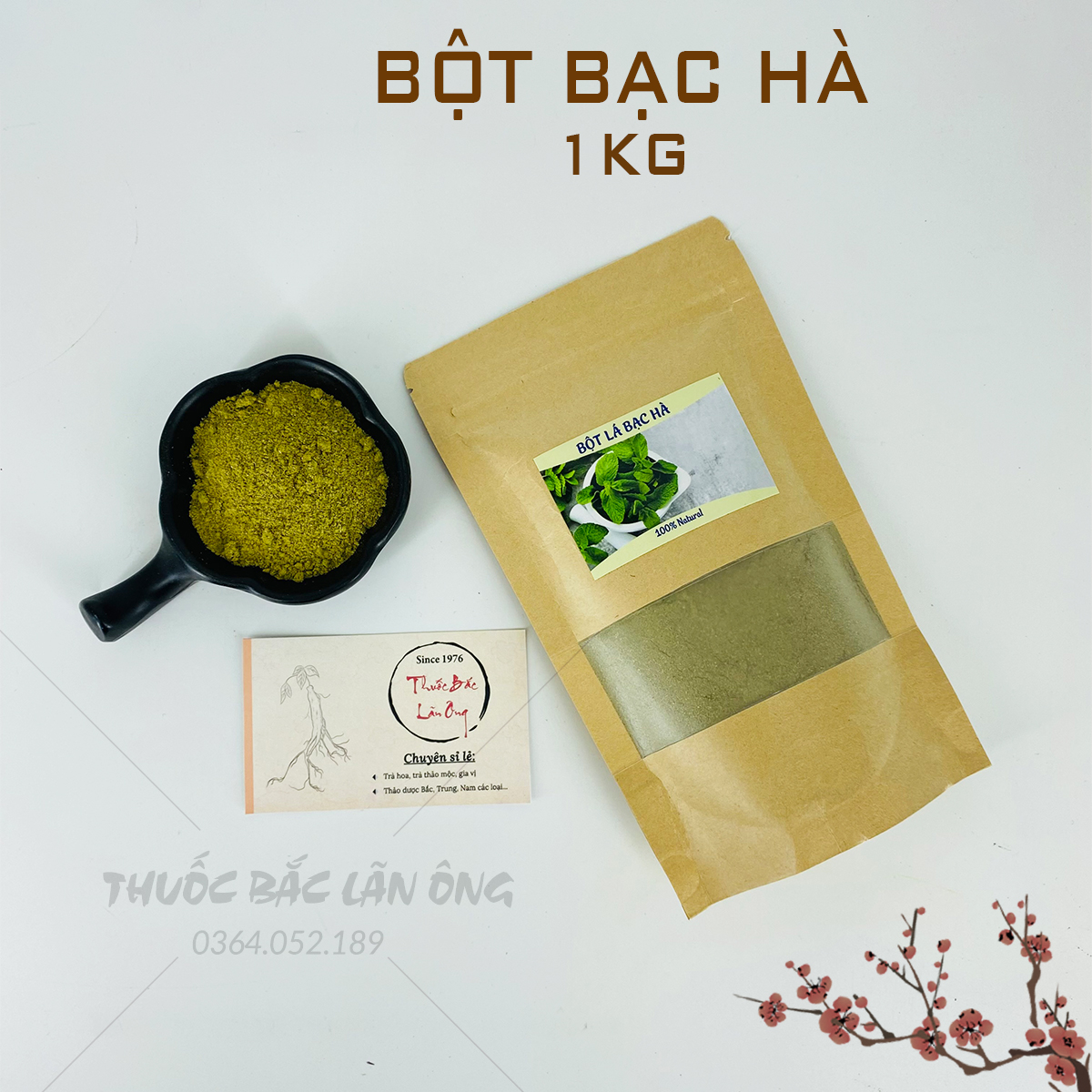 Bột bạc hà sấy lạnh nguyên chất 1kg (Tạo hương vị thơm ngon và màu sắc đẹp mắt cho các món ăn và đồ uống)