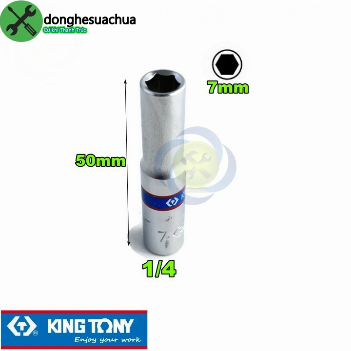 Tuýp 7mm loại 1/4 có 6 cạnh kingtony 223507m dài 50mm