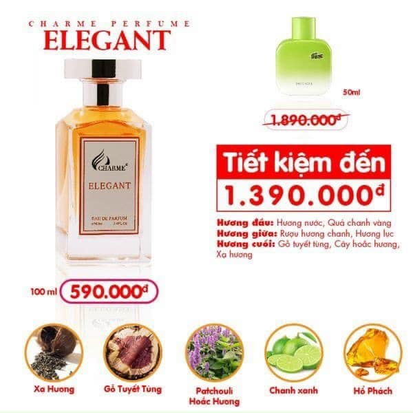 [Chính Hãng Char.me] Nước hoa nam Elegant 100ml