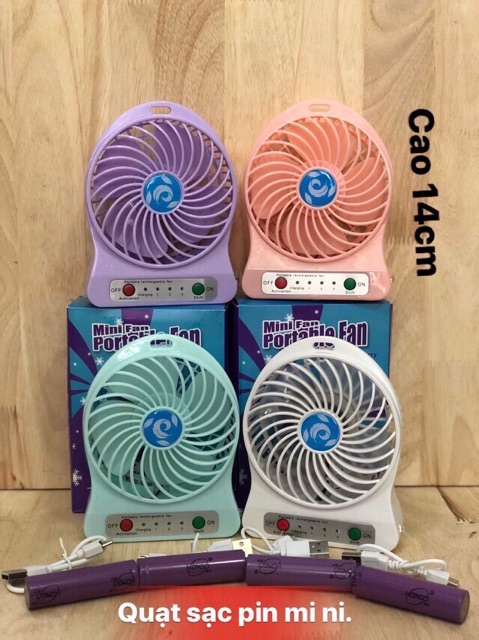 Quạt sạc tích điện mini 3 tốc độ gió giá rẻ