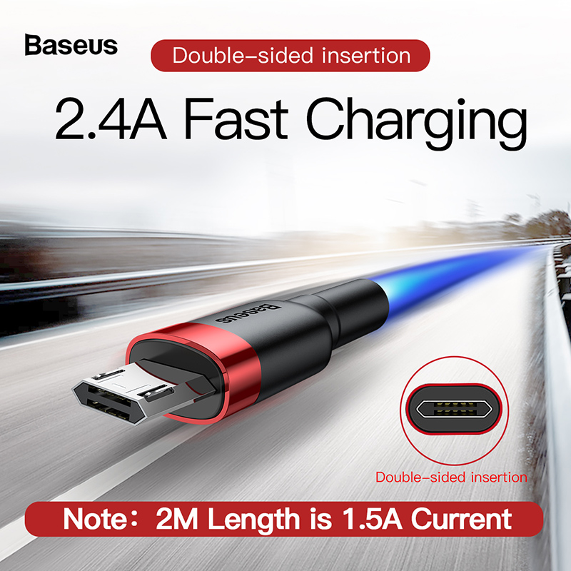 Baseus cáp micro USB 2.4A sạc nhanh và truyền dữ liệu cho điện thoại di động Quick Charging cable Xiaomi Redmi Samsung Huawei
