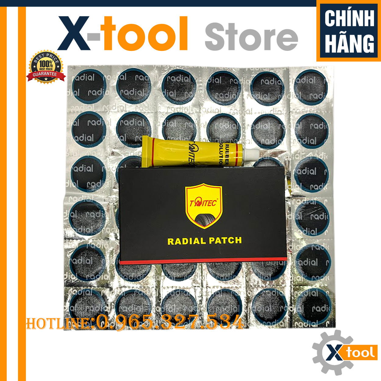 Miếng Vá Săm,Miếng vá Ruột Hình Tròn cho Xe Máy, ÔTô Kích thước 32mm - 36 Miếng + 1 Tuýp Keo Thương hiệu TaiTec (R-32)