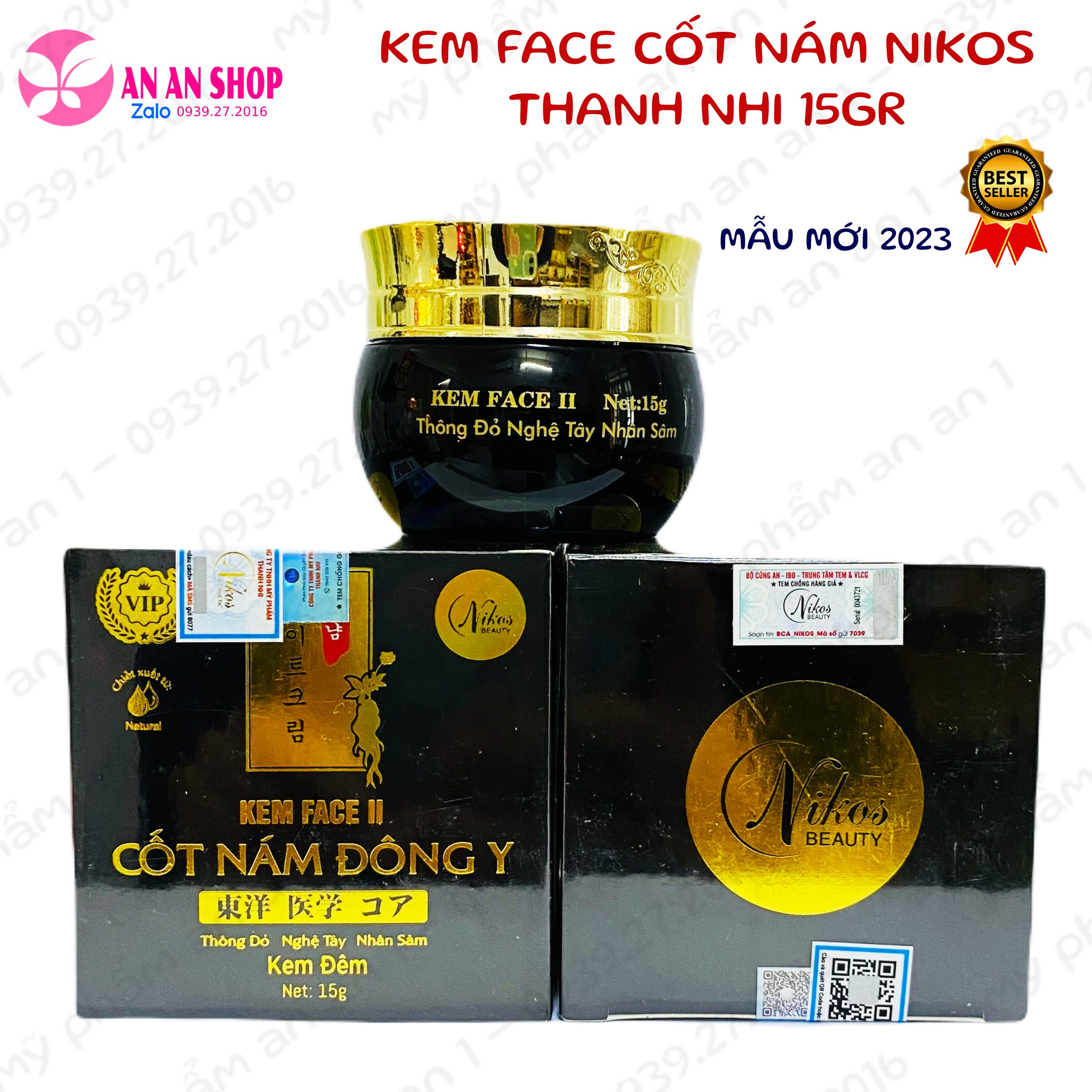 Combo Kem cốt nám Đông y Nicos + Cốt trắng nâng cơ Thanh Nhi - Mẫu mới 15gr, Kem cốt Nám Nikos Chính hãng
