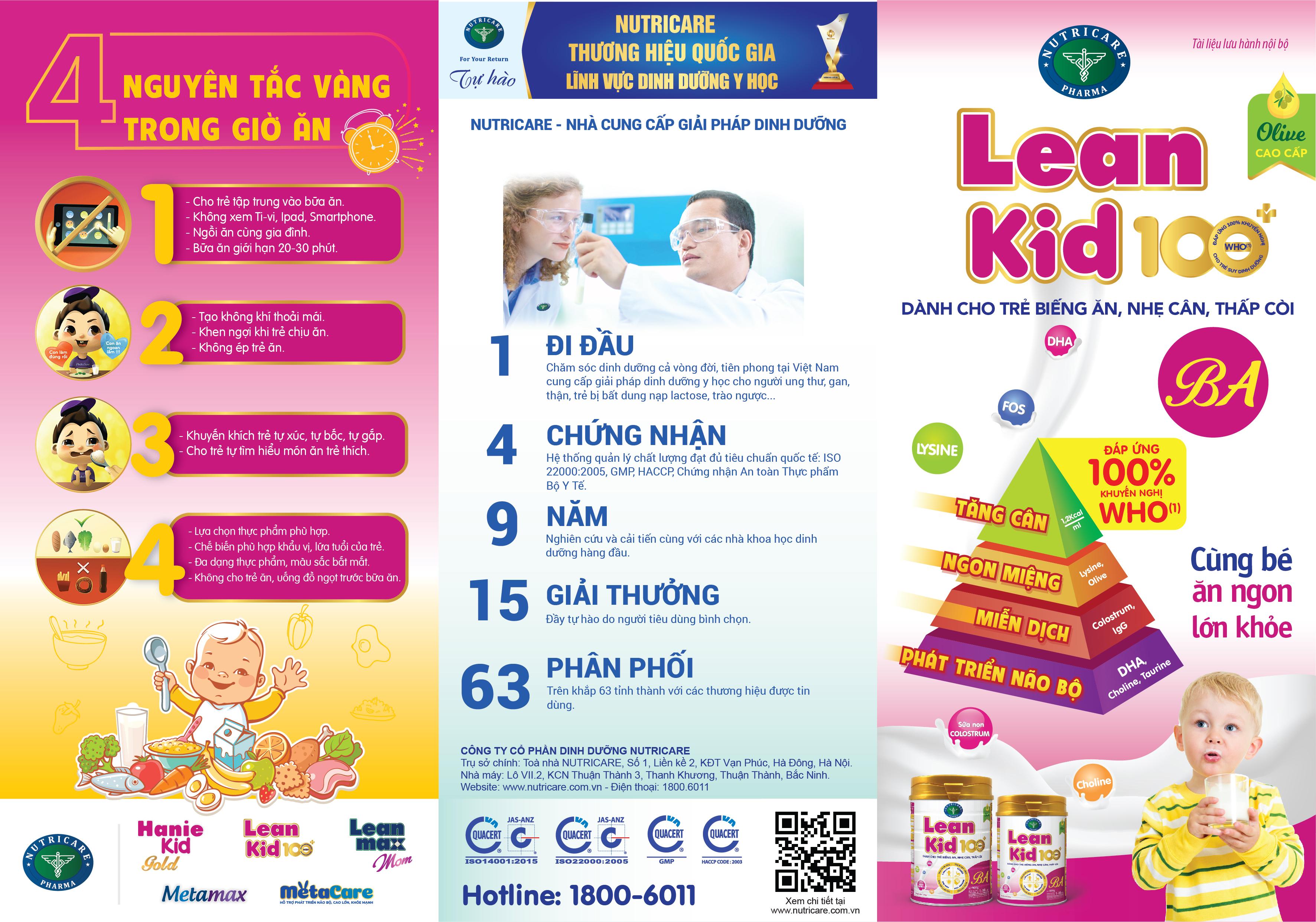 [HCM]SỮA LEAN KID 100+ BA (1 - 10 TUỔI) 900G