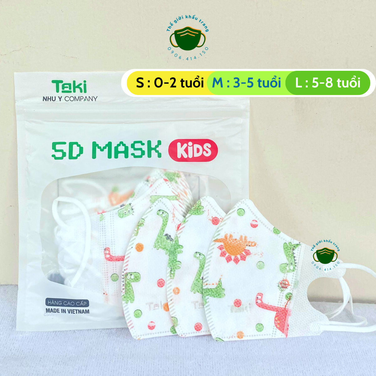 Khẩu trang 5D cho bé 0- 8 tuổi , hộp 10 cái khẩu trang nhiều mẫu mã cho trẻ em