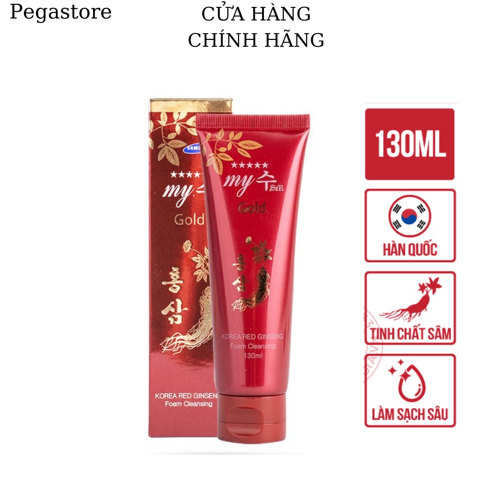 Sữa rửa mặt sâm đỏ/hồng sâm MY GOLD Korea Red Ginseng Foam Cleansing 130ml