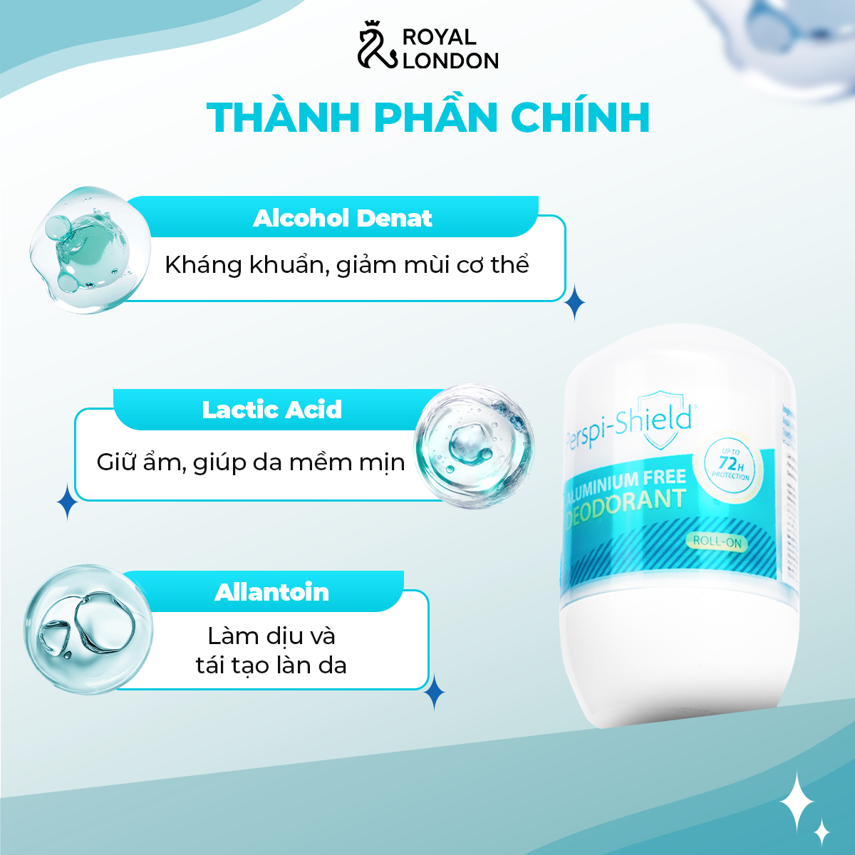[ Date 01.2026 ] Lăn khử mùi cao cấp 72h Perspi-Shield cho mọi loại da 50ml