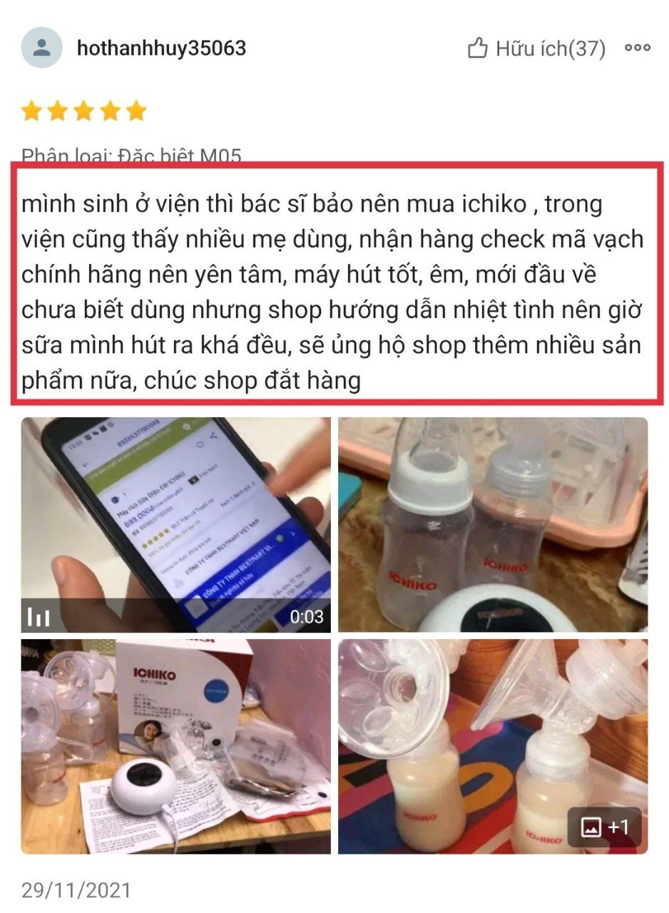 [Phiên Bản M05 Mới Nhất] Máy Hút Sữa Điện Đôi ICHIKO Nhật Bản(Massage;Kích sữa;Vắt Kiệt)