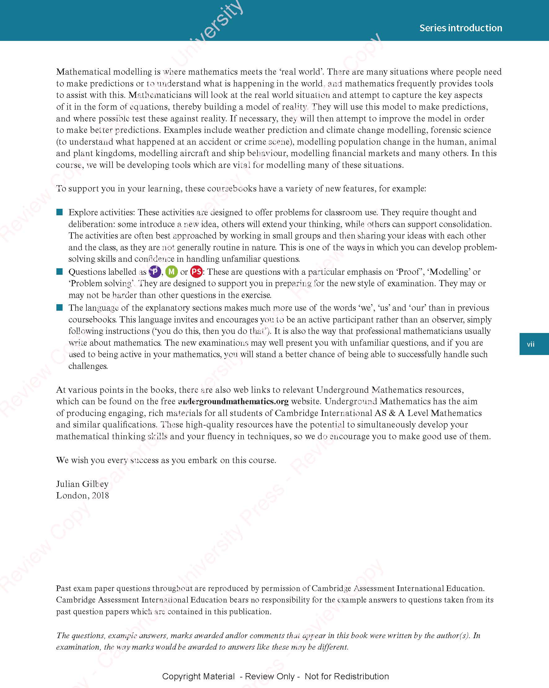 Cambridge International AS  A Level Mathematics Pure Mathematics 2  3 Coursebook (Sách màu)