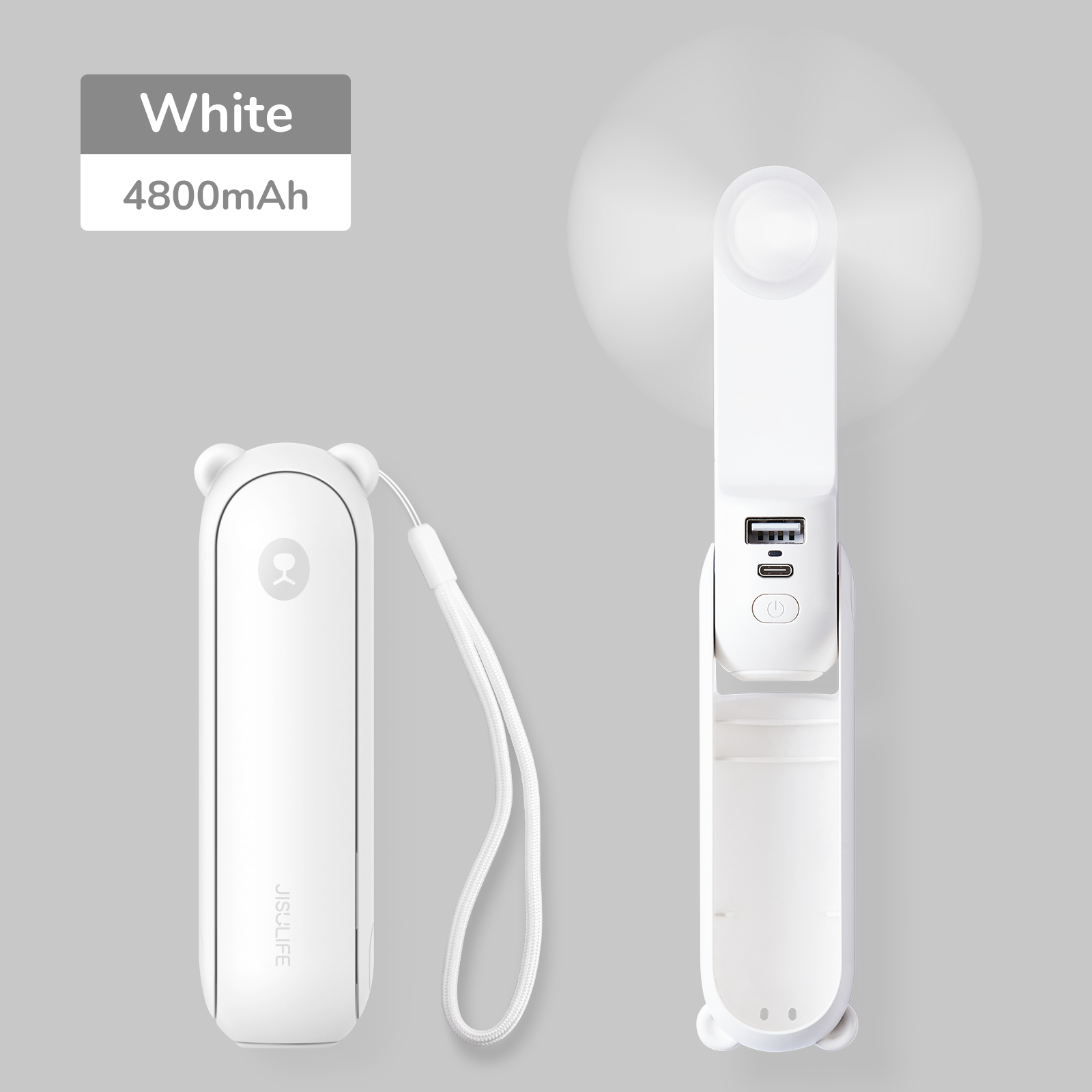 JISULIFE Quạt Mini USB Cầm Tay 4800mAh Xách Tay Pocket Làm Mát Có Thể Gập Lại Thì Thầm Yên Tĩnh Led Ánh Sáng Cầm Tay