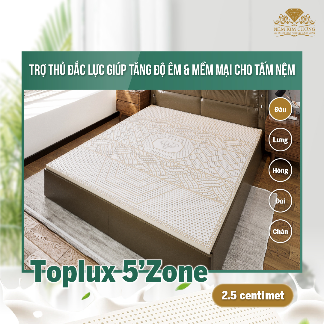 Topper Cao Su Thiên nhiên Kim Cương TOPLUX 5’ZONE