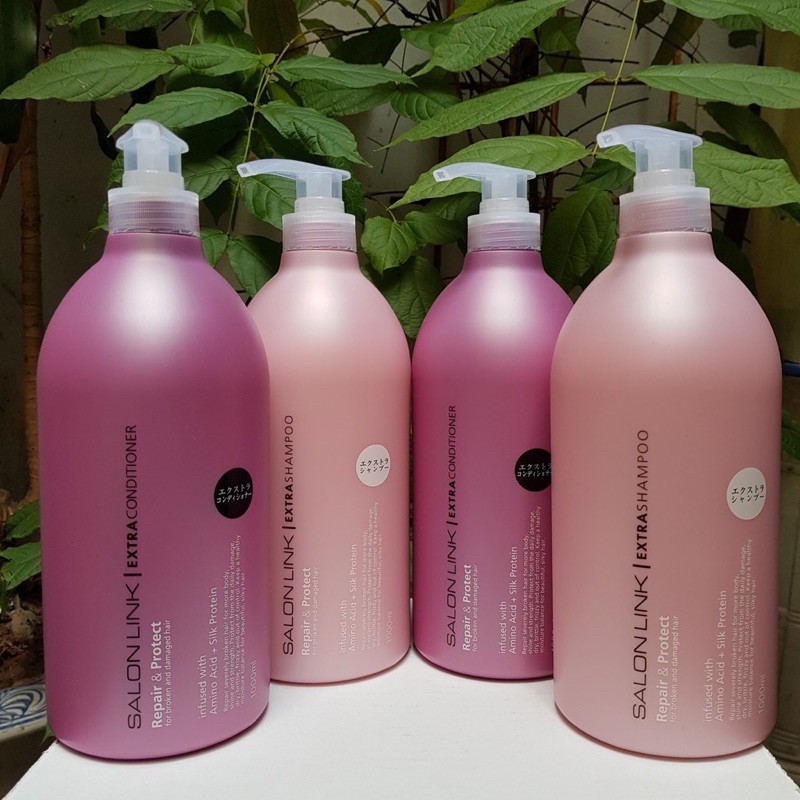 Bộ gội xả salonlink extra 1000ml nhật bản - phục hồi tóc hư tổn khô xơ