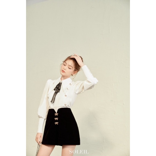 Áo sơ mi cổ đức cách điệu (tặng nơ handmade) KATE SHIRT