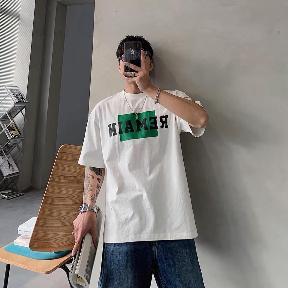 BIG SIZE ÁO THUN UNISEX REMAIN VUÔNG XANH