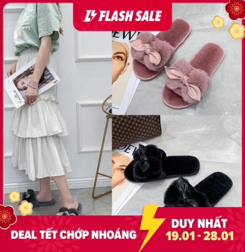 Dép lông nơ thu đông đi trong nhà cực xinh MSPDL15 giayxinhstore, sản phẩm tốt, độ bền cao, chất lượng đảm bảo, cam kết hàng giống hình, vui lòng inbox để shop tư vấn thêm giá rẻ