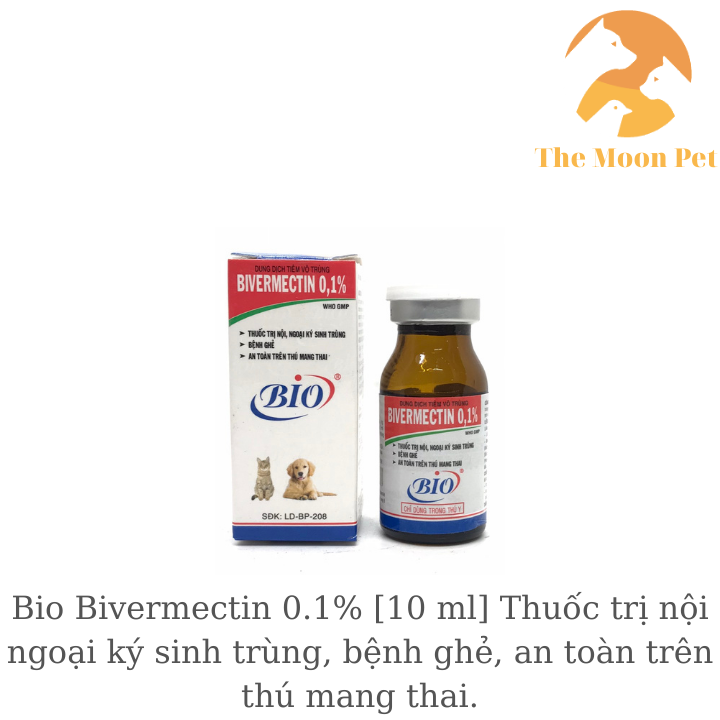 Bio Bivermectin 0.1% [10 ml] nội ngoại ký sinh trùng,ghẻ, an toàn trên thú mang t.hai