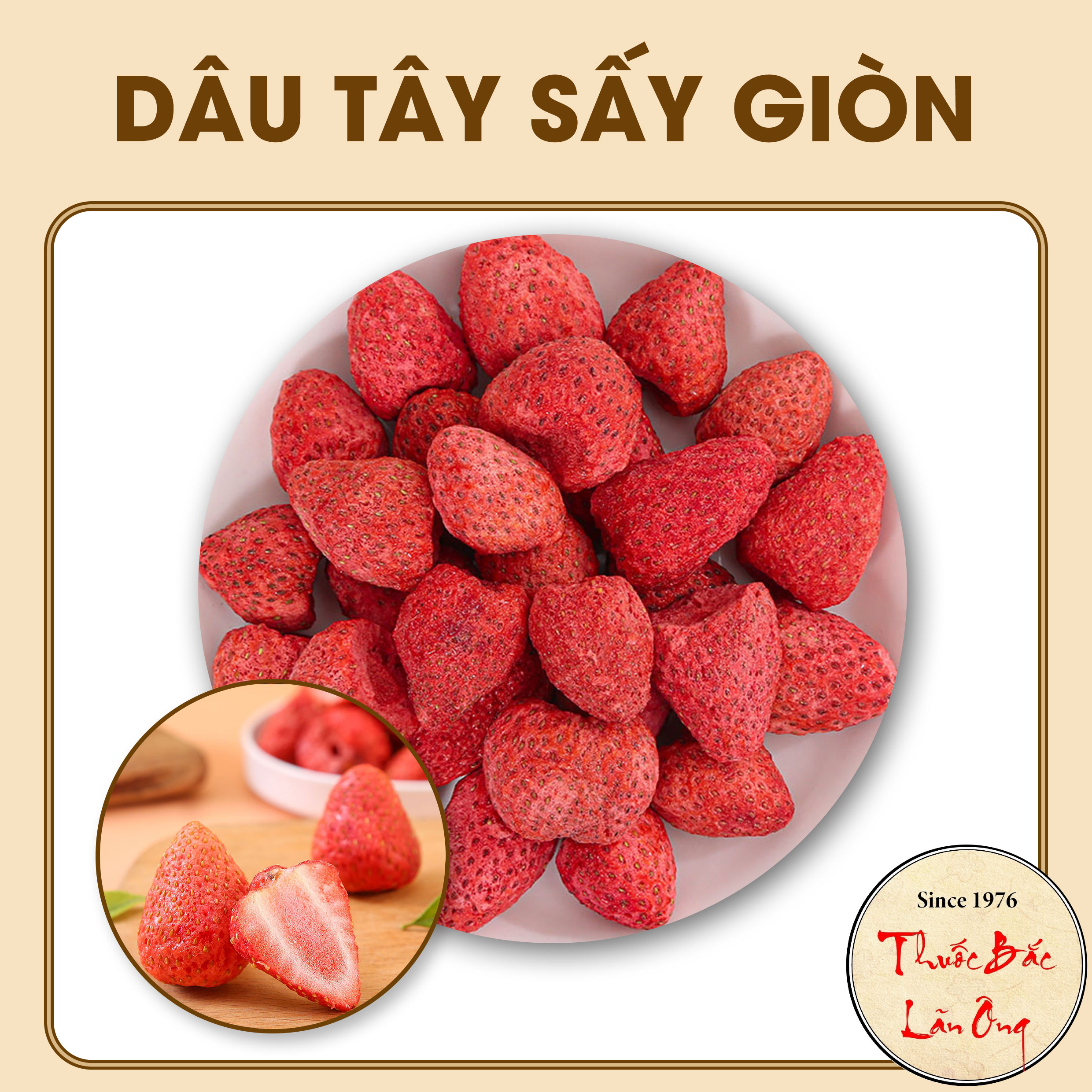 Dâu tây sấy giòn không đường chua ngọt tự nhiên 500g