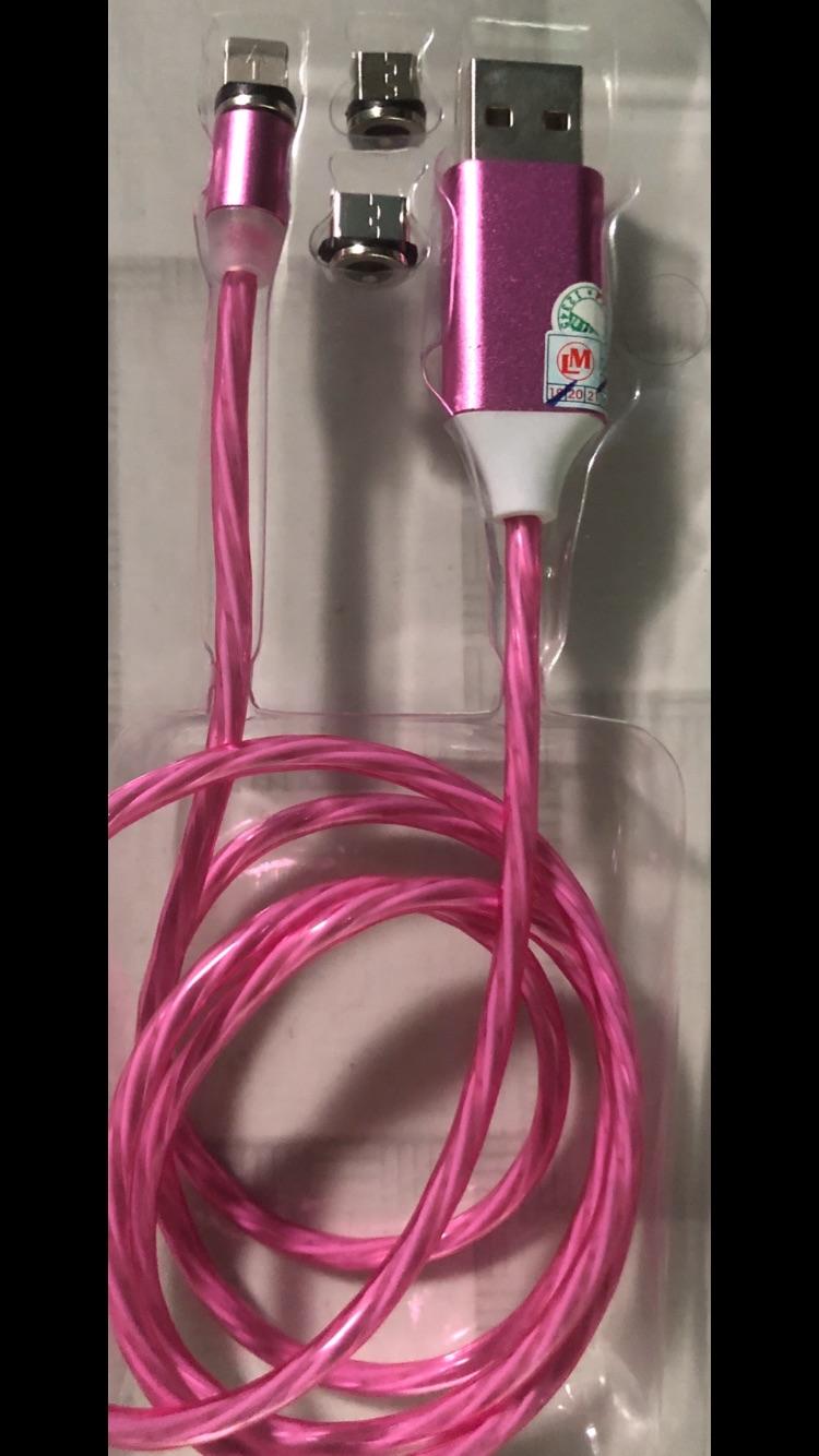 Cáp hít từ có đèn led chạy 3 đầu micro USB, Lightning và Type C