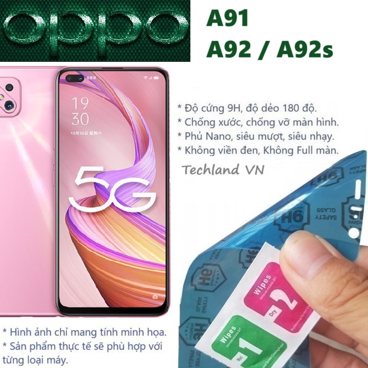 Cường Lực Phủ Nano Oppo A91 / A92 / A92s - Trong Suốt, Không Full Màn, Không Viền Đen