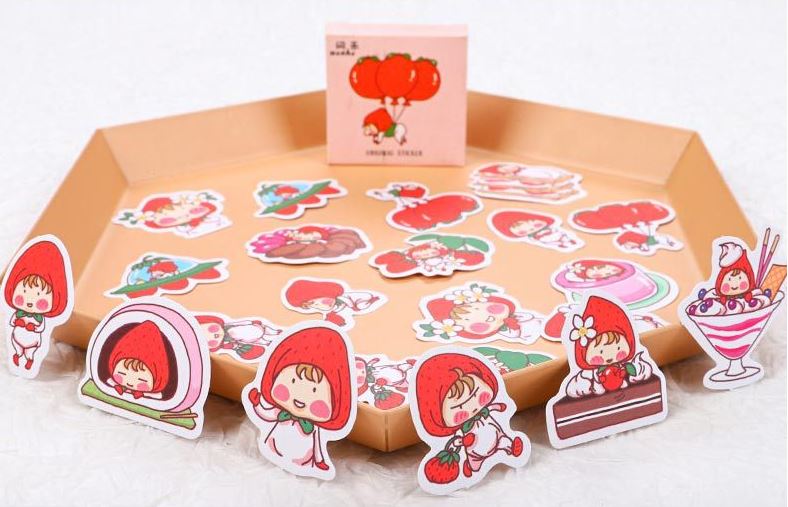 Bộ 45 Sticker Bé Dâu Tây Đáng Yêu E109