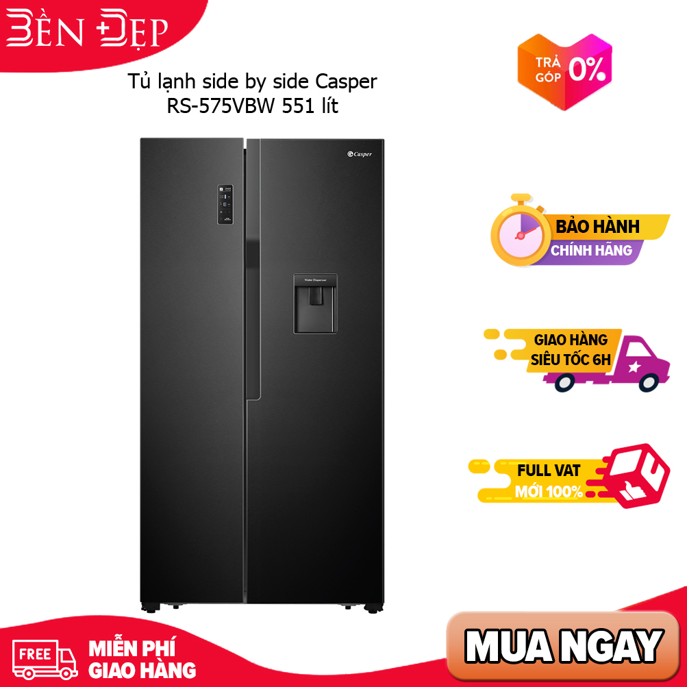 Tủ lạnh side by side casper rs-575vbw 551 lít,hai dàn lạnh độc lập