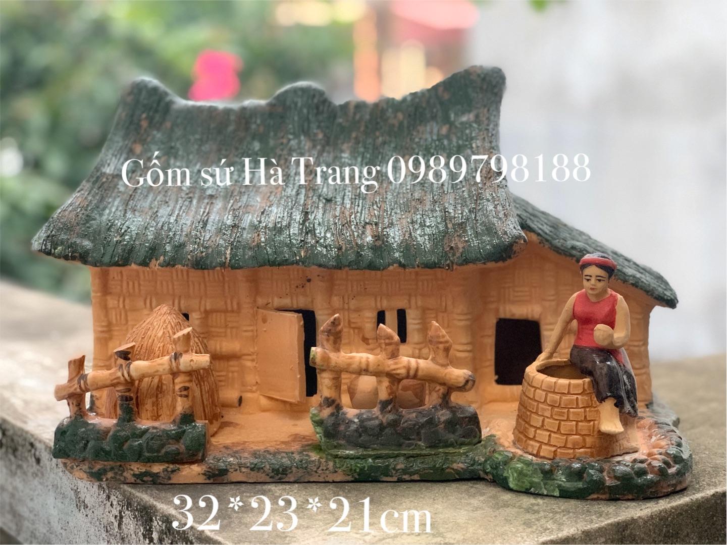 Tượng mô hình trang trí tiểu cảnh nhà của Tấm gốm sứ Bát Tràng cao cấp